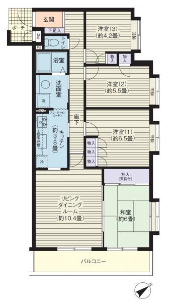 Floor plan. 4LDK, Price 11.8 million yen, Occupied area 82.05 sq m , Balcony area 8.82 sq m