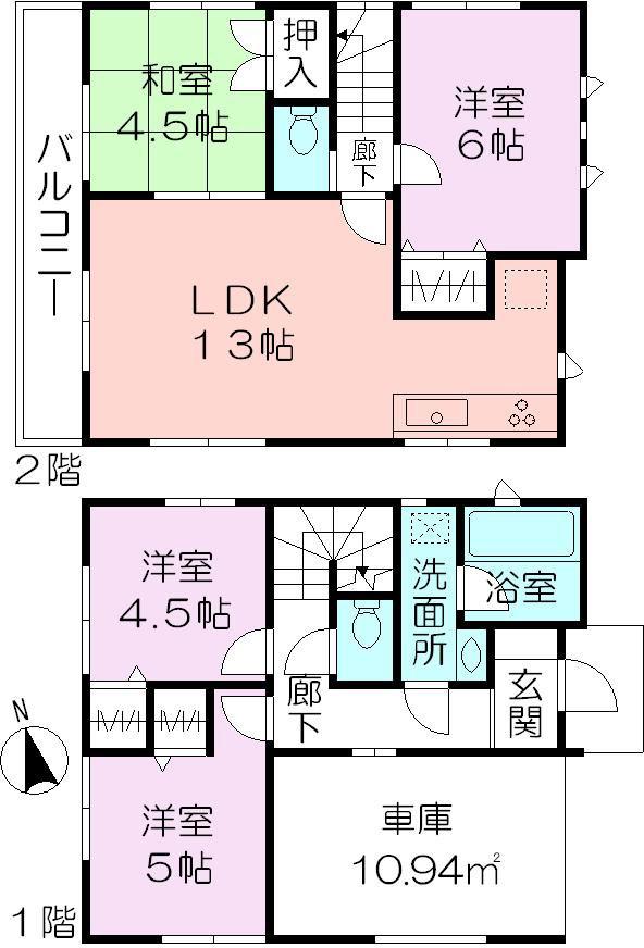 Floor plan. 25,800,000 yen, 4LDK, Land area 110.1 sq m , Building area 87.48 sq m