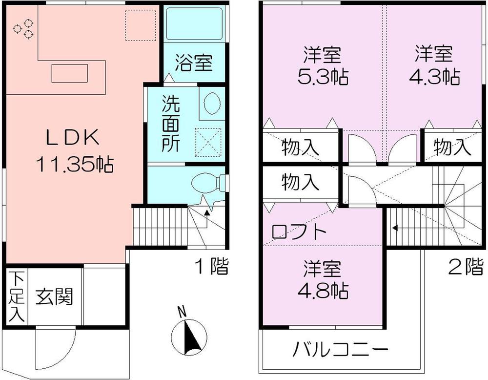 Floor plan. 27,800,000 yen, 3LDK, Land area 63.71 sq m , Building area 63.22 sq m