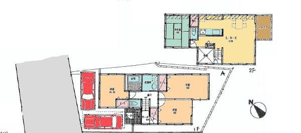 Floor plan. (A Building), Price 37,800,000 yen, 4LDK, Land area 110.5 sq m , Building area 97.5 sq m