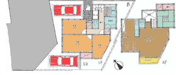 Floor plan. (B Building), Price 38,800,000 yen, 4LDK, Land area 107.5 sq m , Building area 97.3 sq m