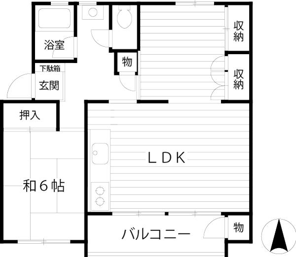 Floor plan. 1LDK, Price 6.75 million yen, Occupied area 54.94 sq m , Balcony area 7.5 sq m