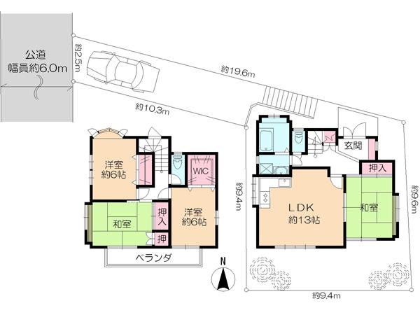 Floor plan. 28,400,000 yen, 4LDK, Land area 125.14 sq m , Building area 93.36 sq m