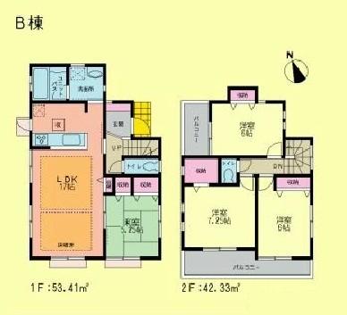 Floor plan. (B Building), Price 37,800,000 yen, 4LDK, Land area 146.7 sq m , Building area 95.74 sq m