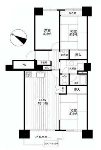 Floor plan. 3LDK, Price 12.9 million yen, Occupied area 72.08 sq m , Balcony area 5.62 sq m