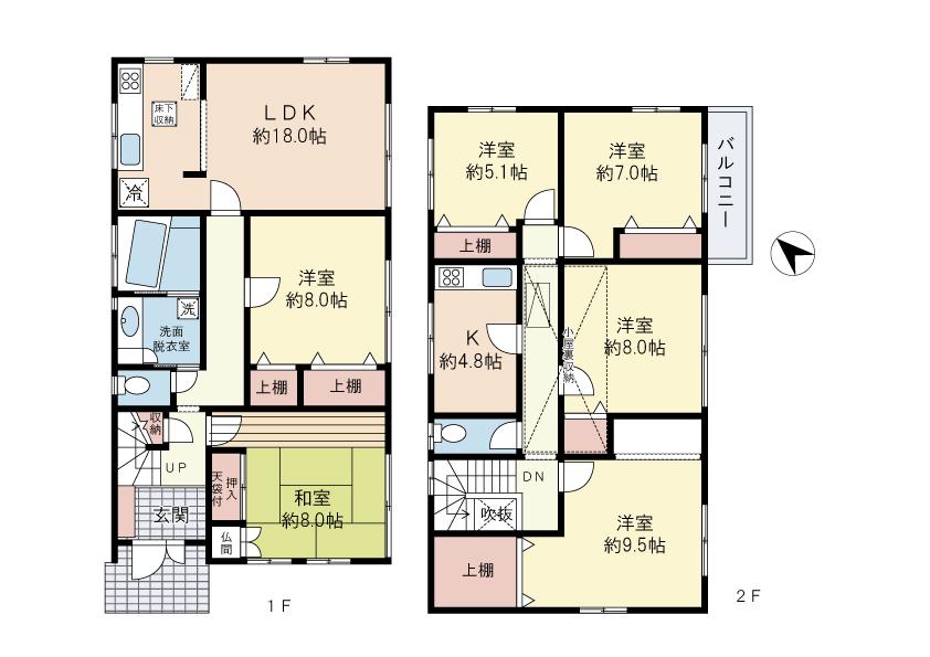 Floor plan. 43,900,000 yen, 6LDK, Land area 173.93 sq m , Building area 163.63 sq m