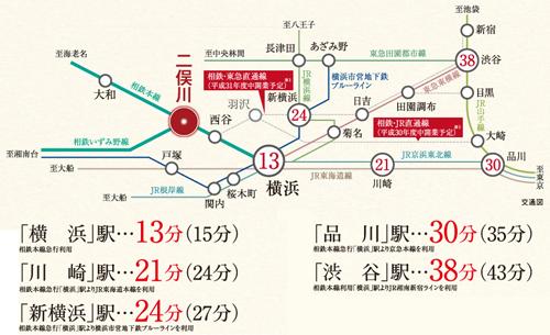 Access view.  ※ Those traffic required time is the time during the day normal, Band commuting time ( ) Has been described in the. The time required varies depending on the time zone, transfer ・ It does not include waiting time, etc.. (route map)