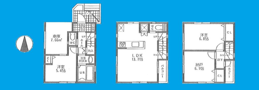 Floor plan. 28.8 million yen, 2LDK + S (storeroom), Land area 50.09 sq m , Building area 86.73 sq m
