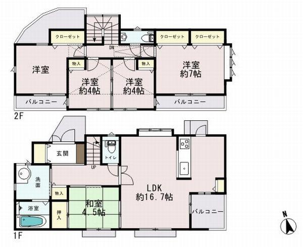 Floor plan. 45,600,000 yen, 5LDK, Land area 186.72 sq m , Building area 104.08 sq m
