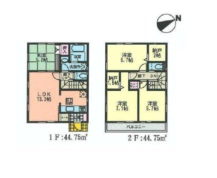 Floor plan. 30,800,000 yen, 4LDK, Land area 100.94 sq m , Building area 89.5 sq m