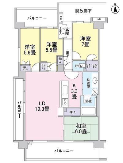 Floor plan. 4LDK, Price 32,800,000 yen, Occupied area 98.25 sq m , Balcony area 29.22 sq m