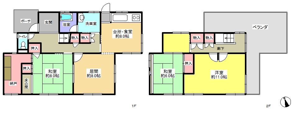 Floor plan. 48,700,000 yen, 4LDK, Land area 222.16 sq m , Building area 118.89 sq m