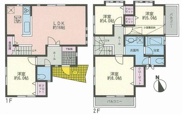 Floor plan. 35,800,000 yen, 4LDK, Land area 142.74 sq m , Building area 95.02 sq m indoor (5 May 2013 31) shooting