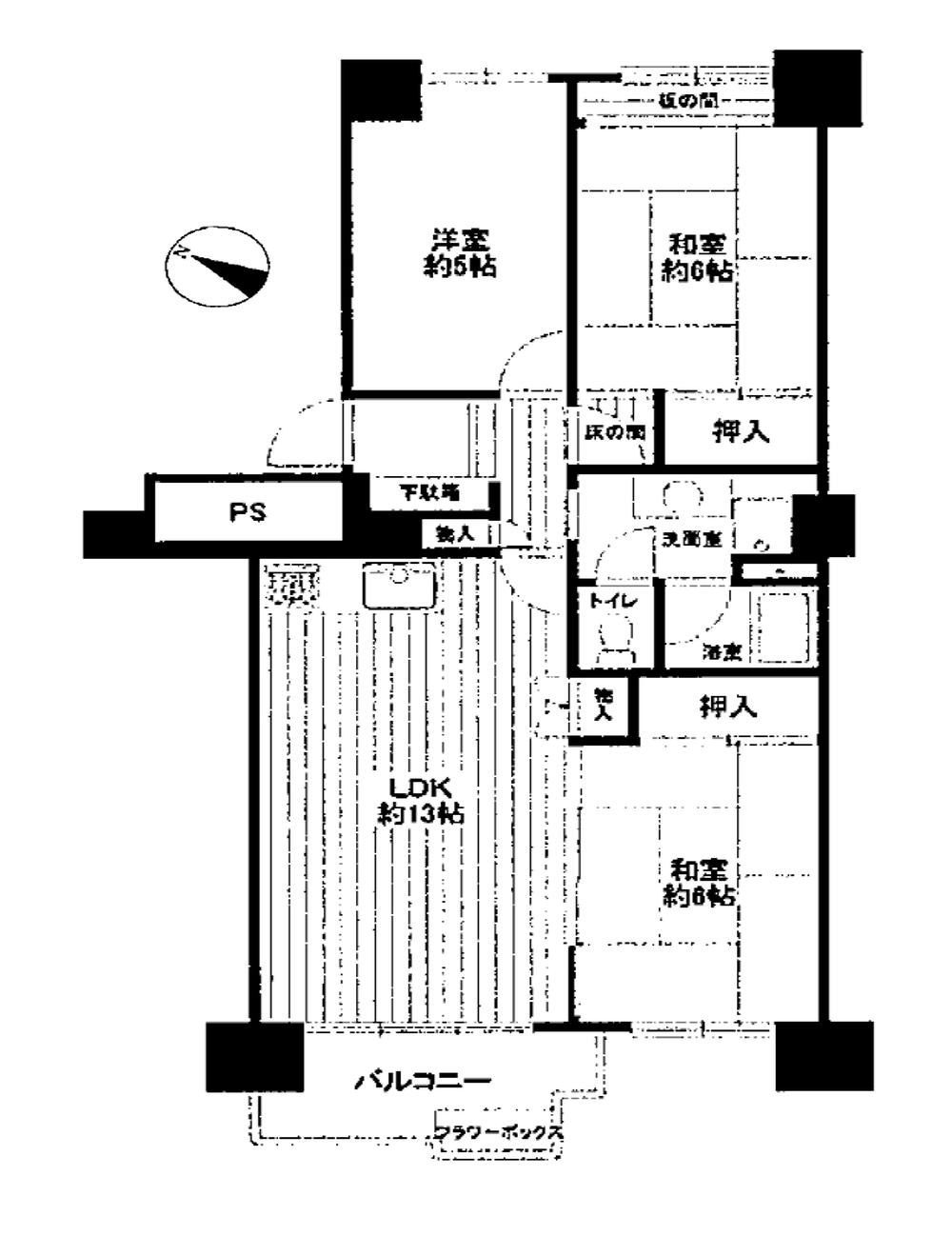 Floor plan. 3LDK, Price 12.9 million yen, Occupied area 72.08 sq m , Balcony area 5.62 sq m
