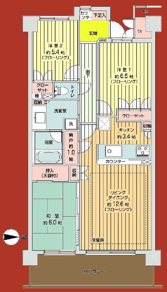 Floor plan. 3LDK + S (storeroom), Price 27,800,000 yen, Occupied area 78.61 sq m , Balcony area 12.6 sq m