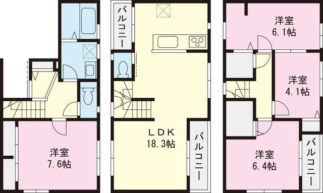 Floor plan. 38,800,000 yen, 4LDK, Land area 74.22 sq m , Building area 106.05 sq m