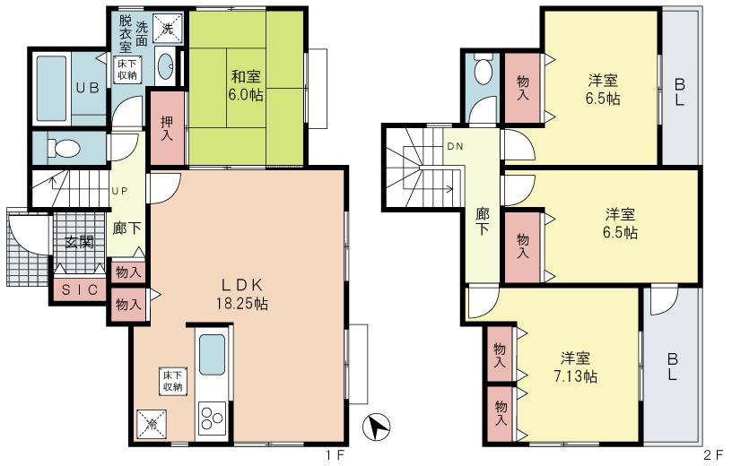 Floor plan. 43,800,000 yen, 4LDK, Land area 131.51 sq m , Building area 106.61 sq m