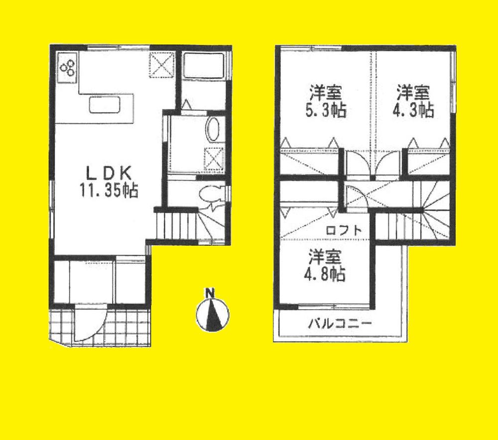 Floor plan. 26,800,000 yen, 2LDK, Land area 63.71 sq m , Building area 66.04 sq m