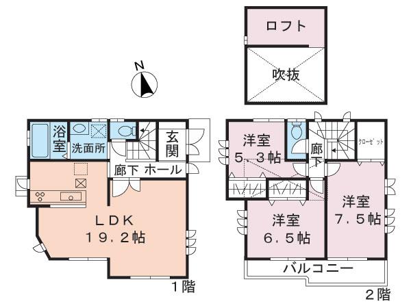 Floor plan. (3 Building), Price 39 million yen, 3LDK, Land area 100.06 sq m , Building area 92.32 sq m