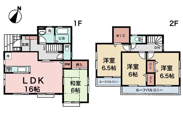Floor plan. (1 Building), Price 38,800,000 yen, 4LDK, Land area 125.29 sq m , Building area 99.36 sq m