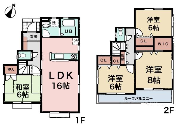 Floor plan. (Building 2), Price 37,300,000 yen, 4LDK, Land area 125.3 sq m , Building area 99.78 sq m