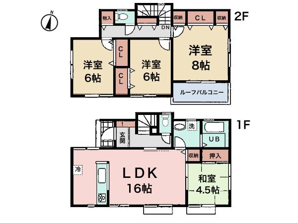 Floor plan. (3 Building), Price 32,800,000 yen, 4LDK, Land area 125.92 sq m , Building area 99.78 sq m