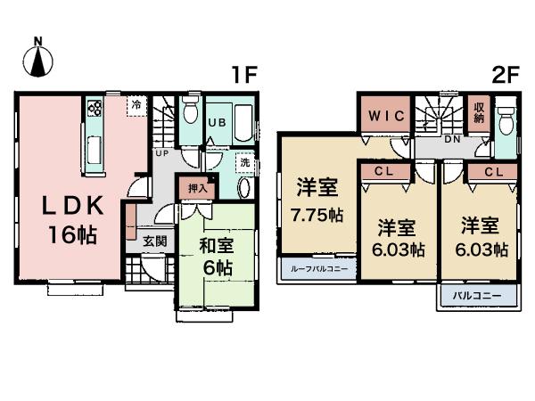 Floor plan. (5 Building), Price 33,800,000 yen, 4LDK, Land area 125.92 sq m , Building area 98.95 sq m