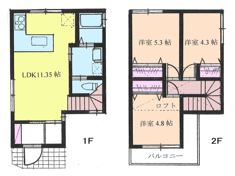 Floor plan. 26,800,000 yen, 3LDK, Land area 63.71 sq m , Building area 66.04 sq m