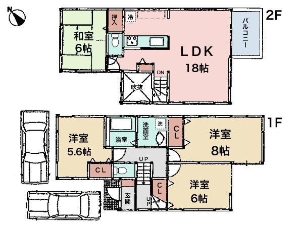 Floor plan. (A Building), Price 37,800,000 yen, 4LDK, Land area 110.5 sq m , Building area 97.5 sq m
