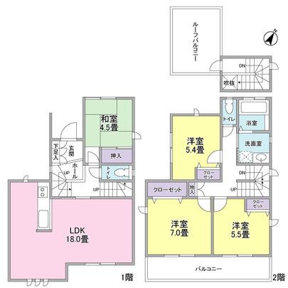 Floor plan. A house with a roof balcony
