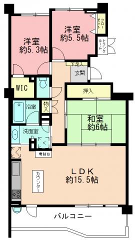Floor plan. 3LDK, Price 34,900,000 yen, Occupied area 78.67 sq m , Balcony area 12.35 sq m