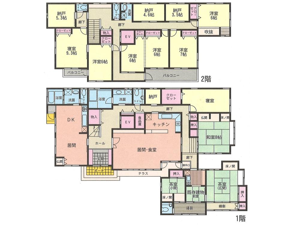 Floor plan. 110 million yen, 9LLDDKK + 3S (storeroom), Land area 453.11 sq m , Building area 376.58 sq m