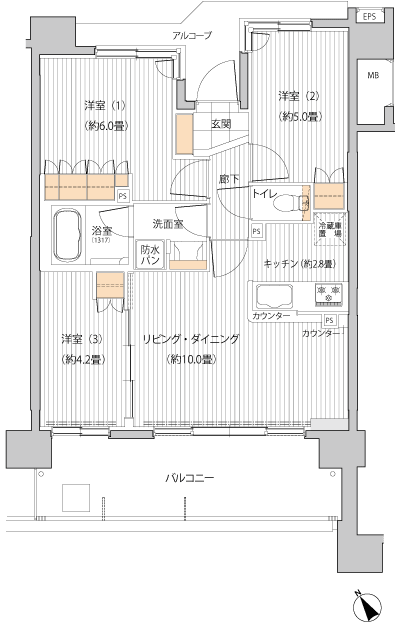Floor: 3LDK, the area occupied: 58.9 sq m, Price: 32,600,000 yen, now on sale