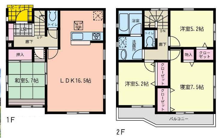 Floor plan. (1 Building), Price 35,800,000 yen, 4LDK, Land area 100.84 sq m , Building area 93.14 sq m
