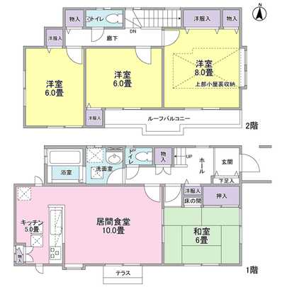 Floor plan.  [Tokyu Home Construction] A living-dining with floor heating
