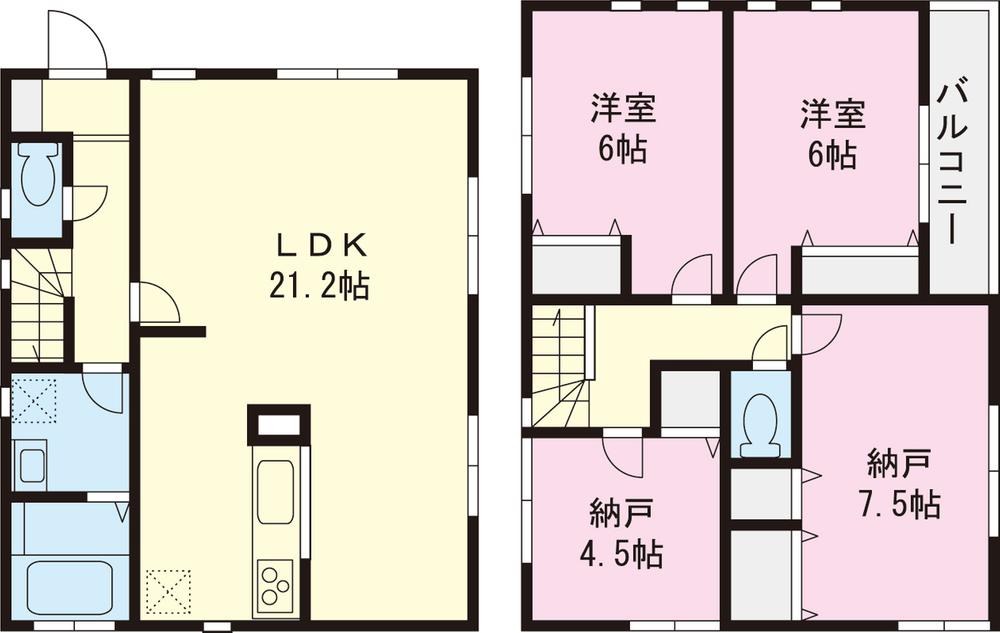 Floor plan. (Building 2), Price 41,800,000 yen, 2LDK+2S, Land area 103.54 sq m , Building area 100.61 sq m