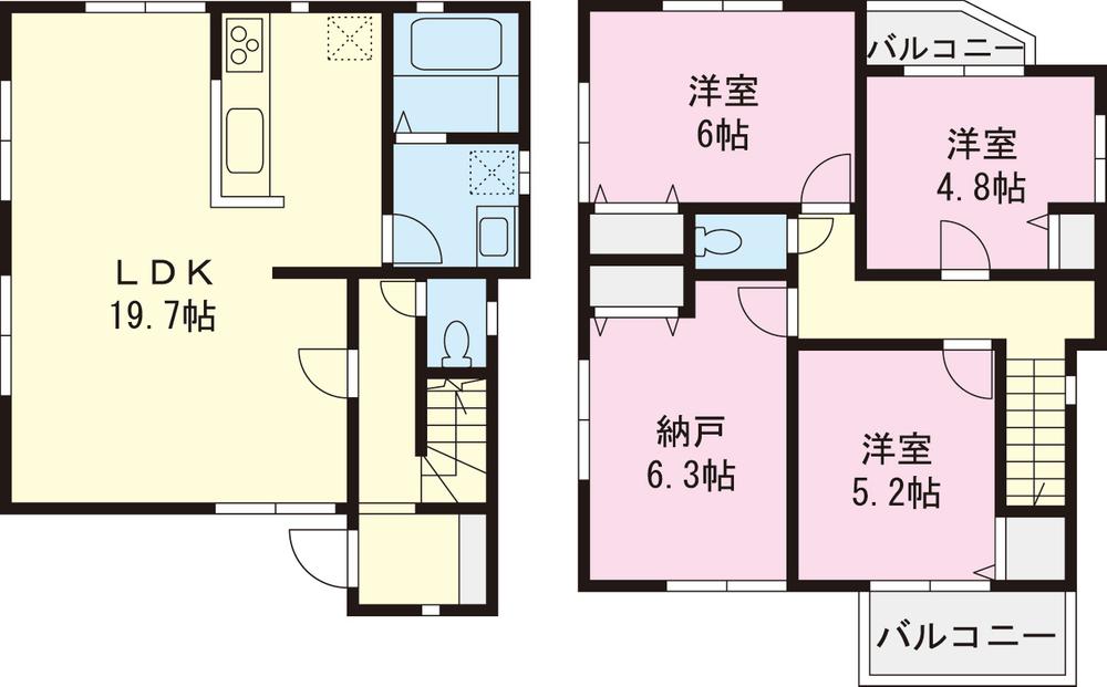 Floor plan. (3 Building), Price 38,800,000 yen, 3LDK+S, Land area 113.53 sq m , Building area 97.72 sq m