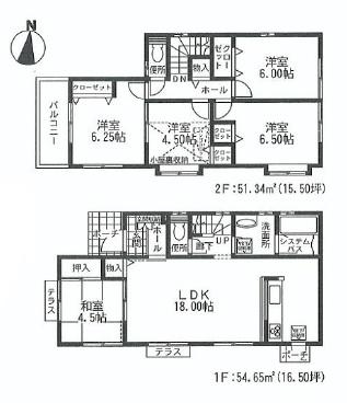 Floor plan. 39,800,000 yen, 5LDK, Land area 145.46 sq m , Building area 105.99 sq m