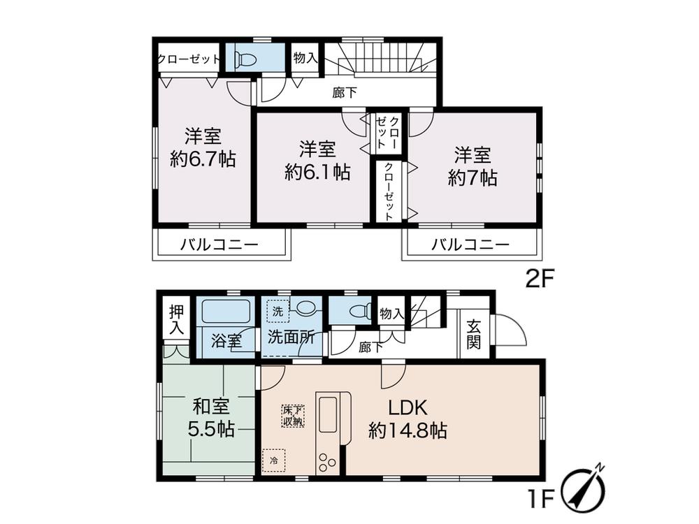 Floor plan. 39,800,000 yen, 4LDK, Land area 136.38 sq m , Building area 95.17 sq m