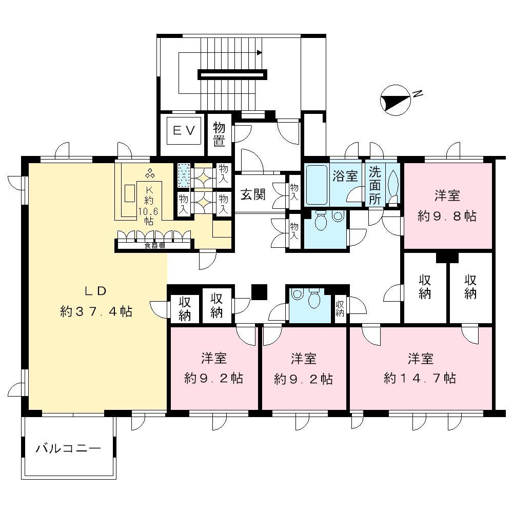 Floor plan. 4LDK, Price 76,800,000 yen, Footprint 238.81 sq m , Balcony area 11.36 sq m