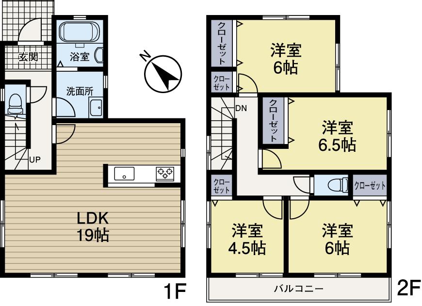 Building plan example (floor plan). Building plan example (Building 2) 4LDK, Land price 27,800,000 yen, Land area 101.21 sq m , Building price 12.7 million yen, Building area 99.38 sq m