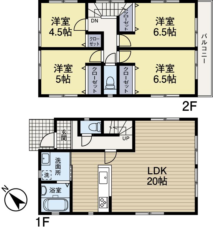 Building plan example (floor plan). Building plan example (Building 3) 4LDK, Land price 30,800,000 yen, Land area 209.67 sq m , Building price 12.7 million yen, Building area 97.72 sq m