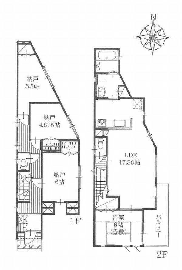 Floor plan. (3 Building), Price 35.4 million yen, 1LDK+3S, Land area 100 sq m , Building area 104.34 sq m