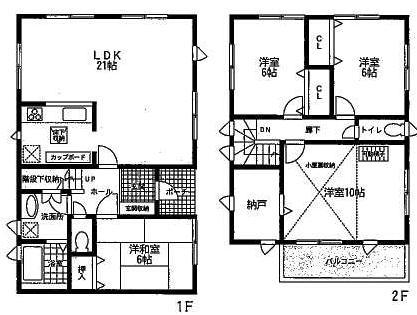 Floor plan. 32,800,000 yen, 4LDK, Land area 145.35 sq m , Building area 113.45 sq m