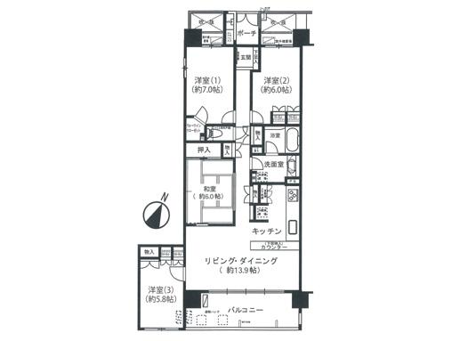 Floor plan. 4LDK, Price 31,900,000 yen, Occupied area 94.93 sq m , Balcony area 12.4 sq m