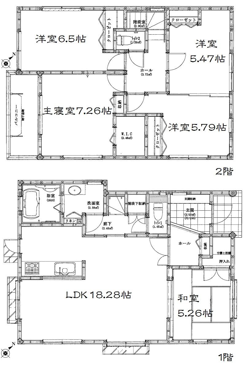 Building plan example (floor plan). Building plan example building price 11.8 million yen, Building area 112.61 sq m