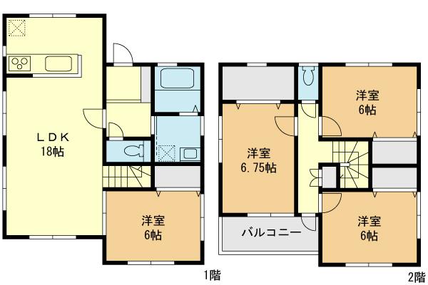 Floor plan. (A Building), Price 43,958,000 yen, 4LDK, Land area 140.15 sq m , Building area 102.68 sq m