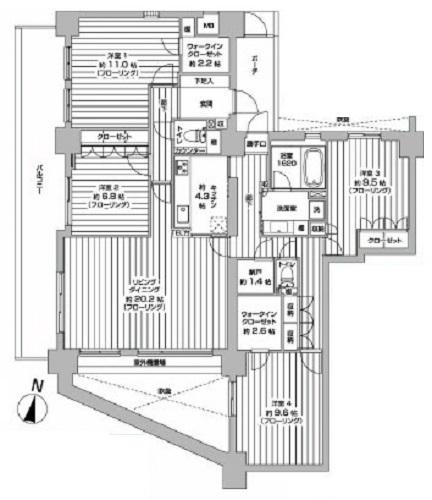 Floor plan. 4LDK + S (storeroom), Price 47,800,000 yen, The area occupied 148.5 sq m , Balcony area 24.17 sq m