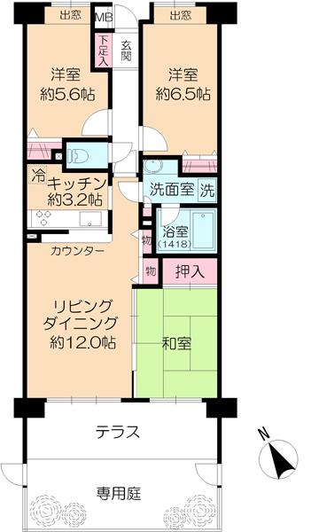 Floor plan. 3LDK, Price 32 million yen, Occupied area 71.55 sq m