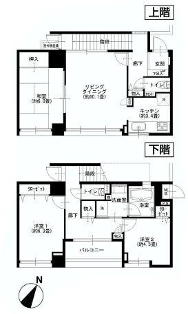 Floor plan. 3LDK, Price 27,900,000 yen, Occupied area 81.44 sq m , Balcony area 3.94 sq m southeast ・ Corner room. It is a maisonette